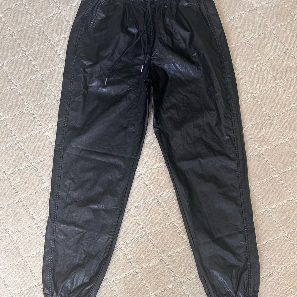 Women’s faux leather Black Jogger Pants